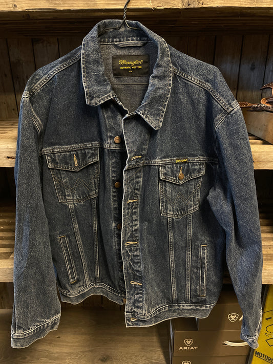 Vintage jeansjacka wrangler grå blå svart xxl