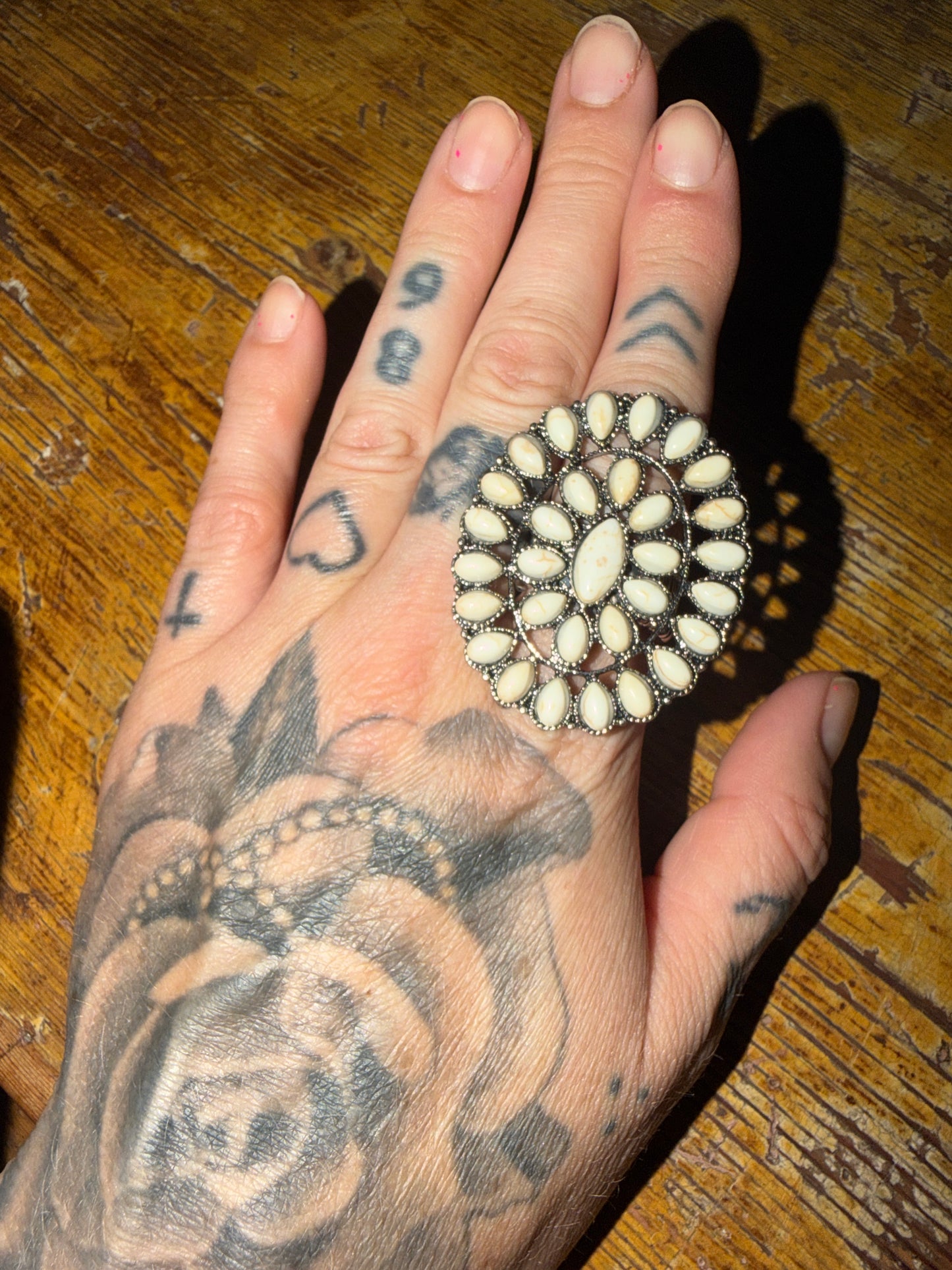 Texas jewelry vit stor ring stretch