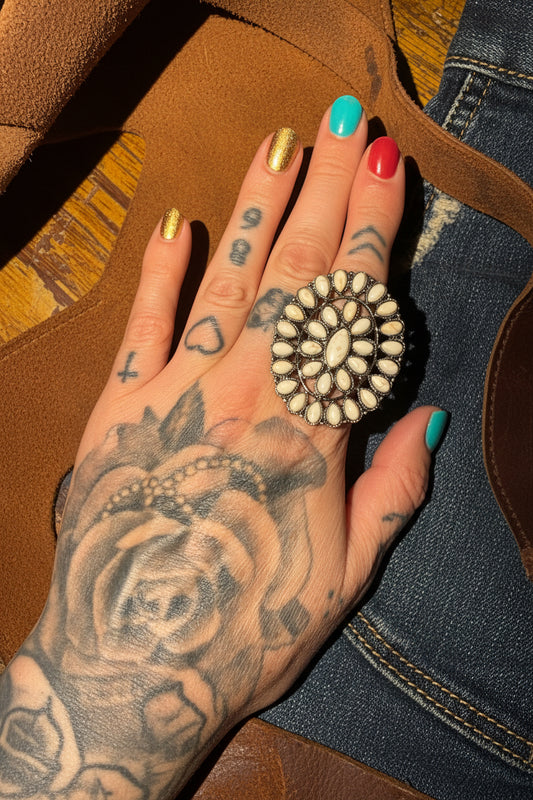 Texas jewelry vit stor ring stretch