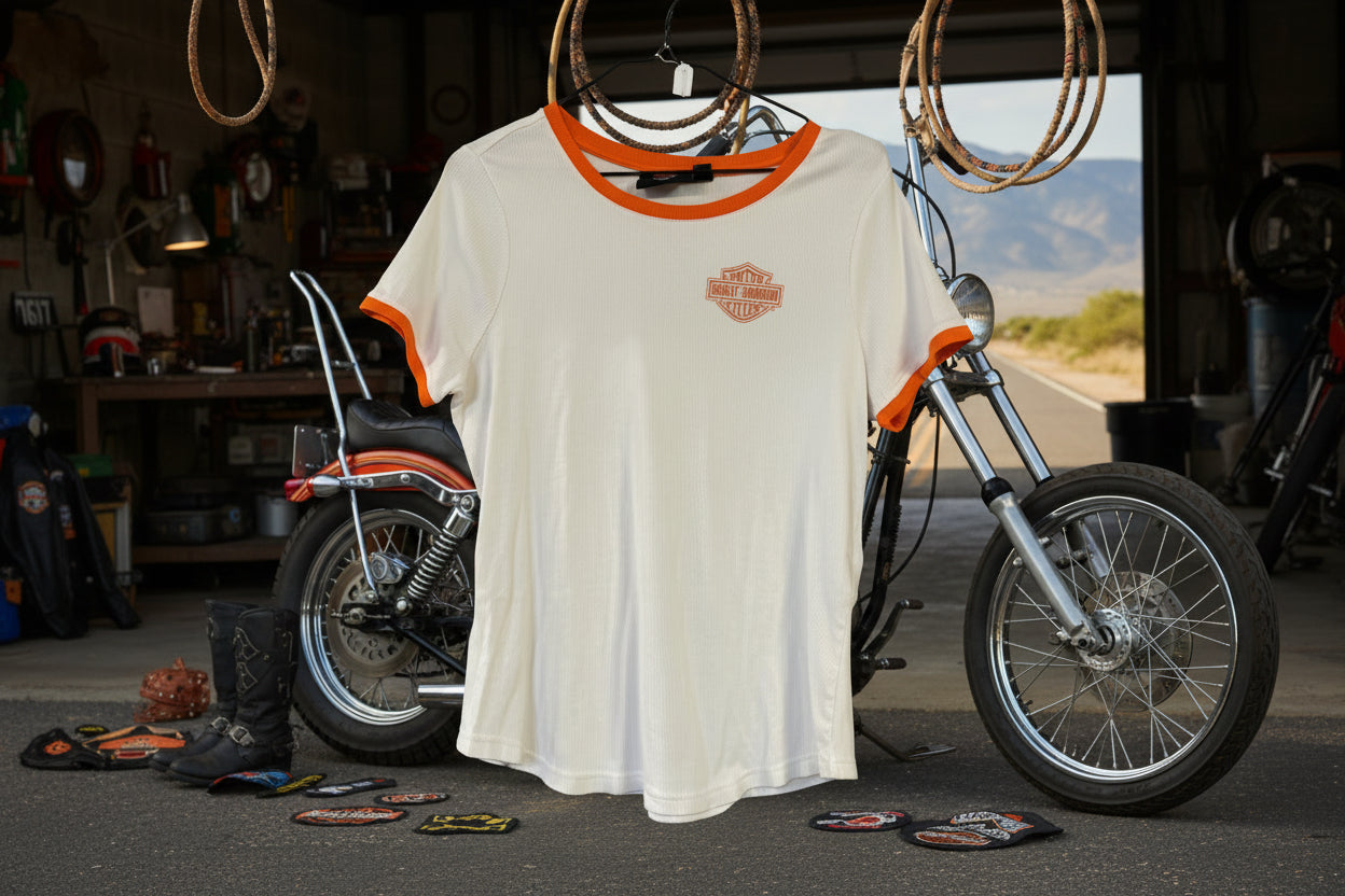 Harley  Davidson vit ribbstickad damtshirt large