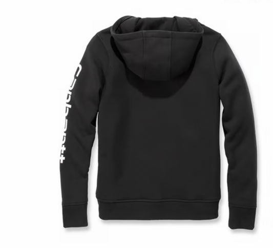 CARHARTT SIGNATURE LOGO HOODED SWEATSHIRT tryck arm  dam modell
