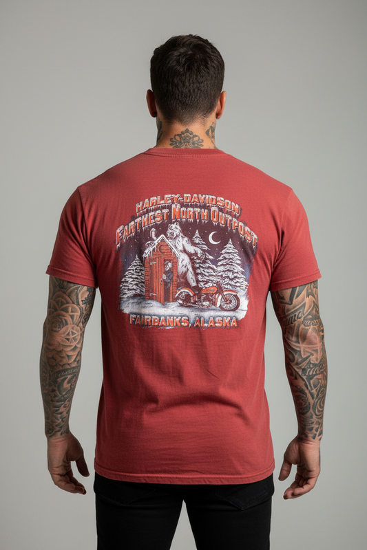 Harley Davidson motorcykel  tshirt röd  unisex XXL