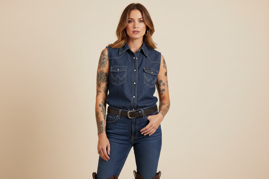 Wrangler cowboy wrangler western jeans väst dam medium
