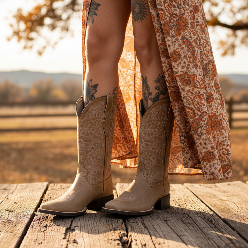 Ariat Round Up Remuda Wide Square Toe Western Boot brown bomber dam boot