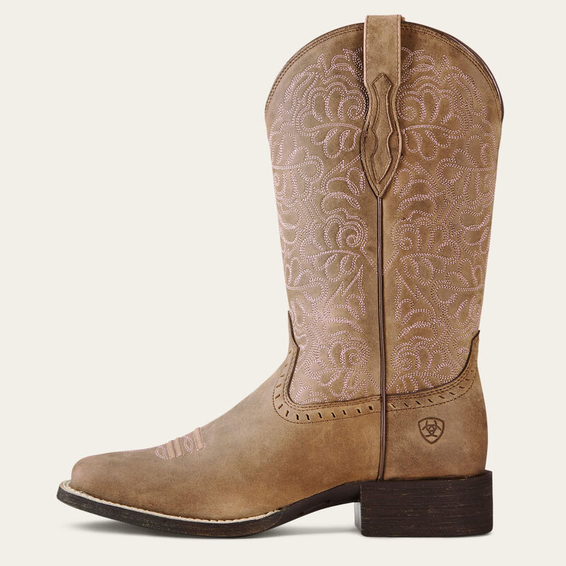 Ariat Round Up Remuda Wide Square Toe Western Boot brown bomber dam boot