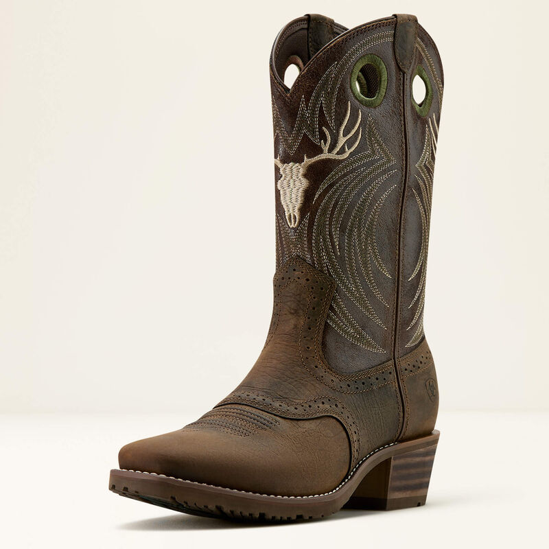 Ariat MNS Hybrid Roughstock Antler Square Toe Cowboy Boot  HERR