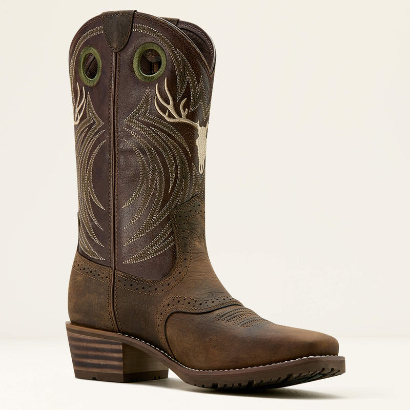 Ariat MNS Hybrid Roughstock Antler Square Toe Cowboy Boot  HERR