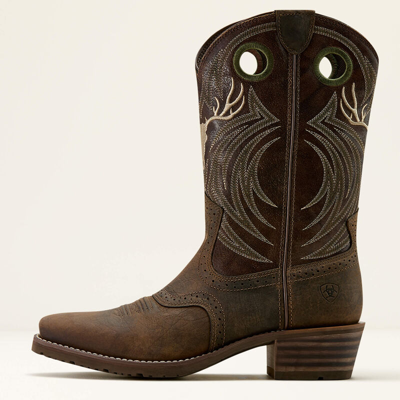 Ariat MNS Hybrid Roughstock Antler Square Toe Cowboy Boot  HERR
