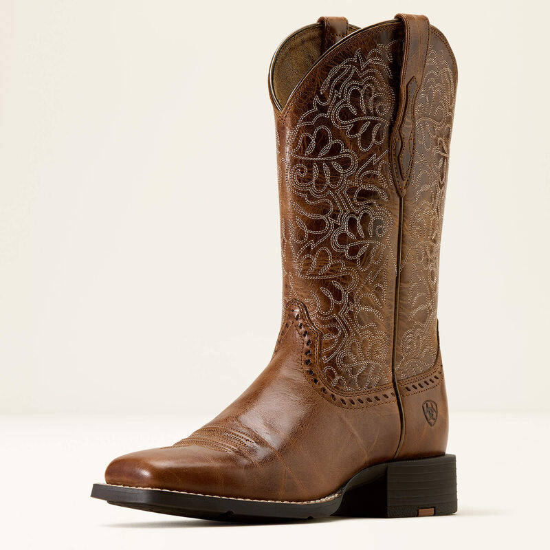Ariat Round Up Remuda Wide Square Toe Western Boot aged tan dam boots