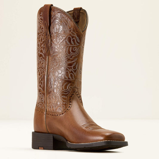 Ariat Round Up Remuda Wide Square Toe Western Boot aged tan dam boots