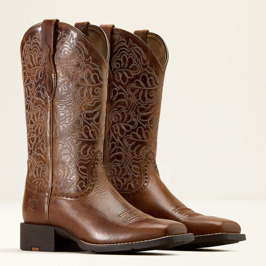 Ariat Round Up Remuda Wide Square Toe Western Boot aged tan dam boots