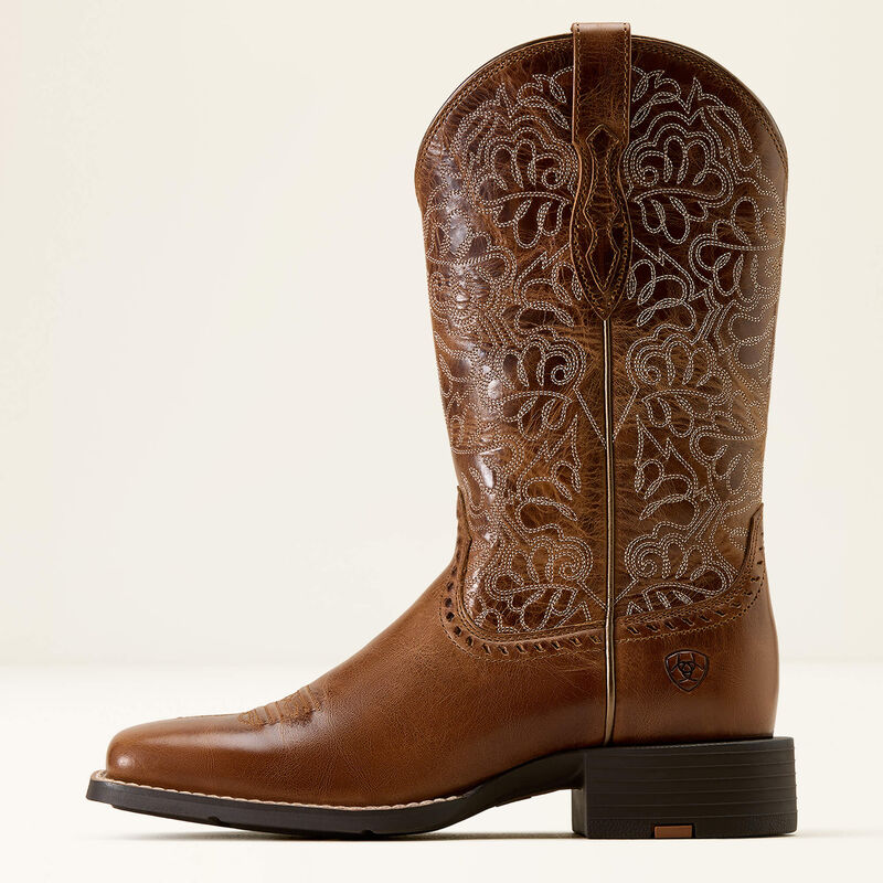 Ariat Round Up Remuda Wide Square Toe Western Boot aged tan dam boots