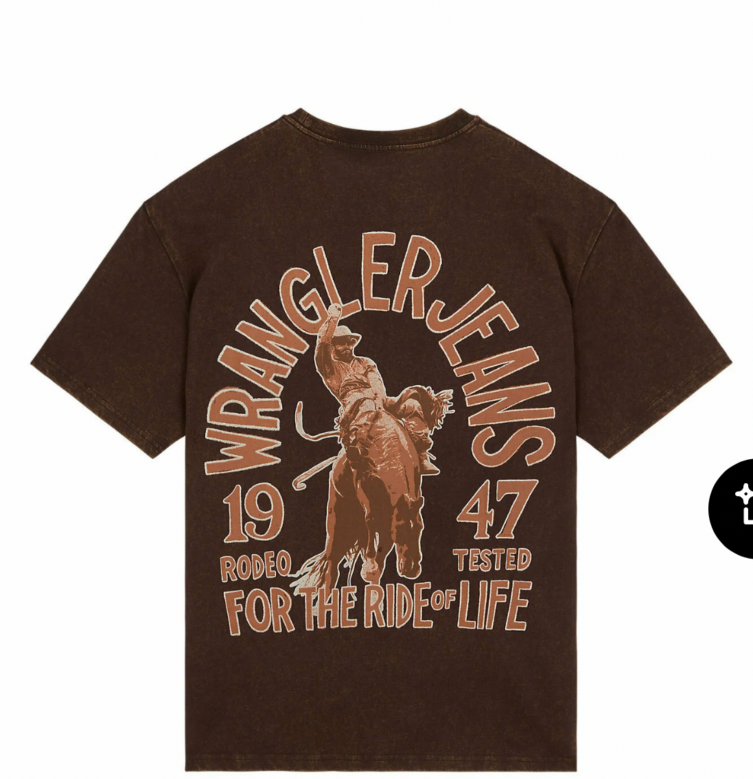 Wrangler vintage tre torte  cowboy print T-shirt  brun