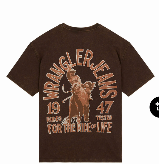 Wrangler vintage tre torte  cowboy print T-shirt  brun
