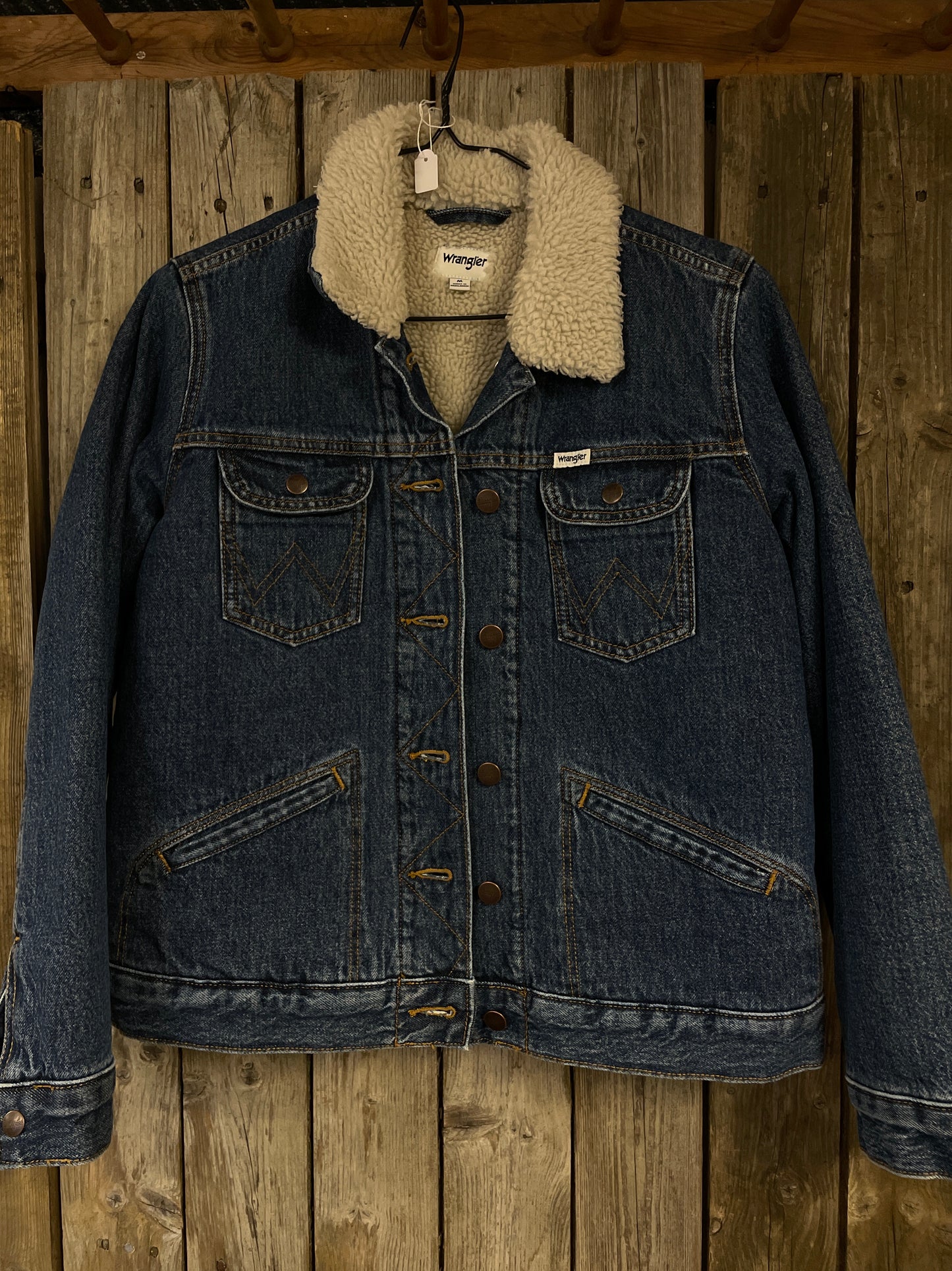 Vintage jeansjacka wrangler blå medium   fodrad