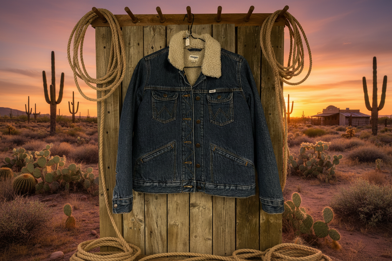 Vintage jeansjacka wrangler blå medium   fodrad