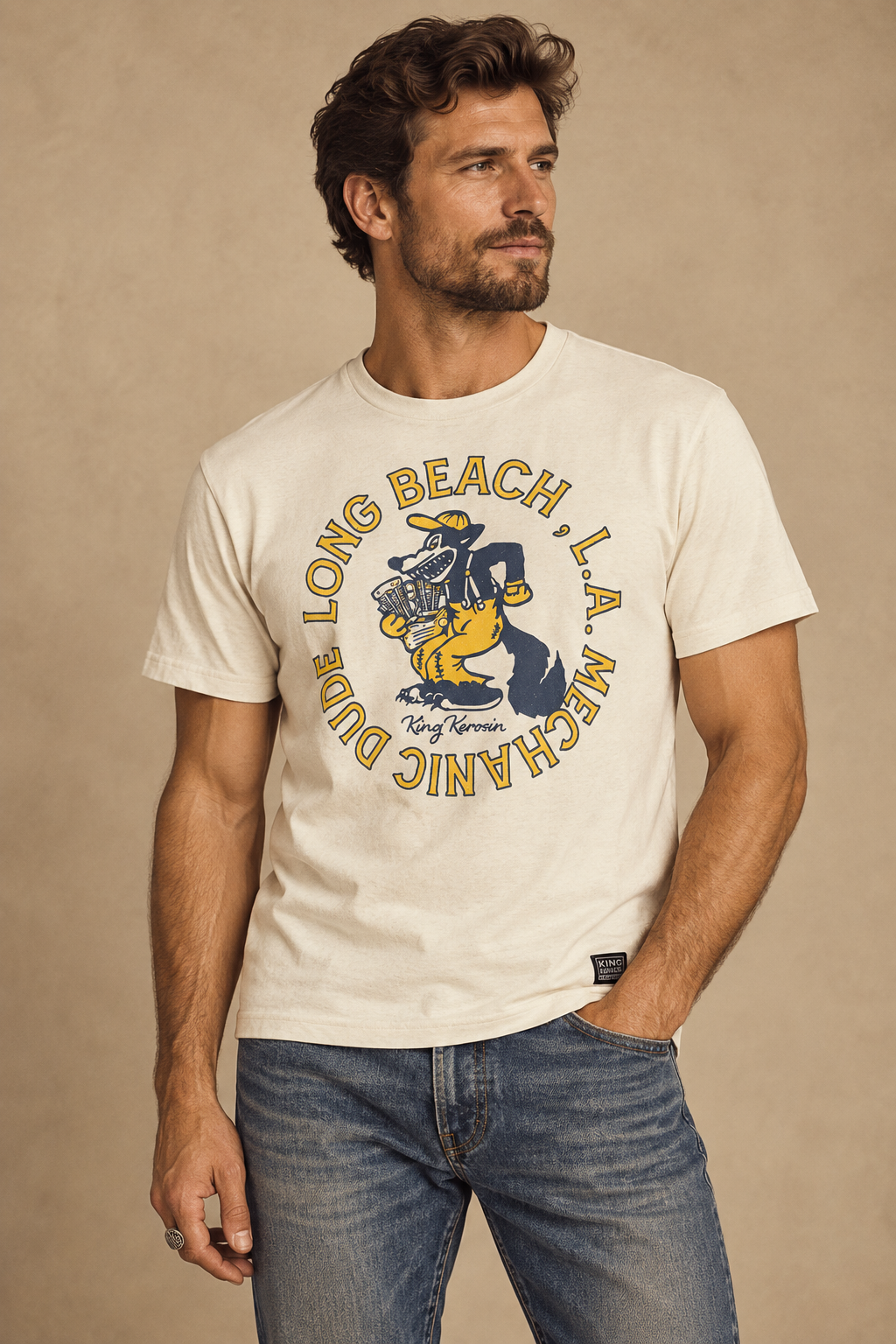 King Kerosin t-shirt Mechanic Dude off white unisex