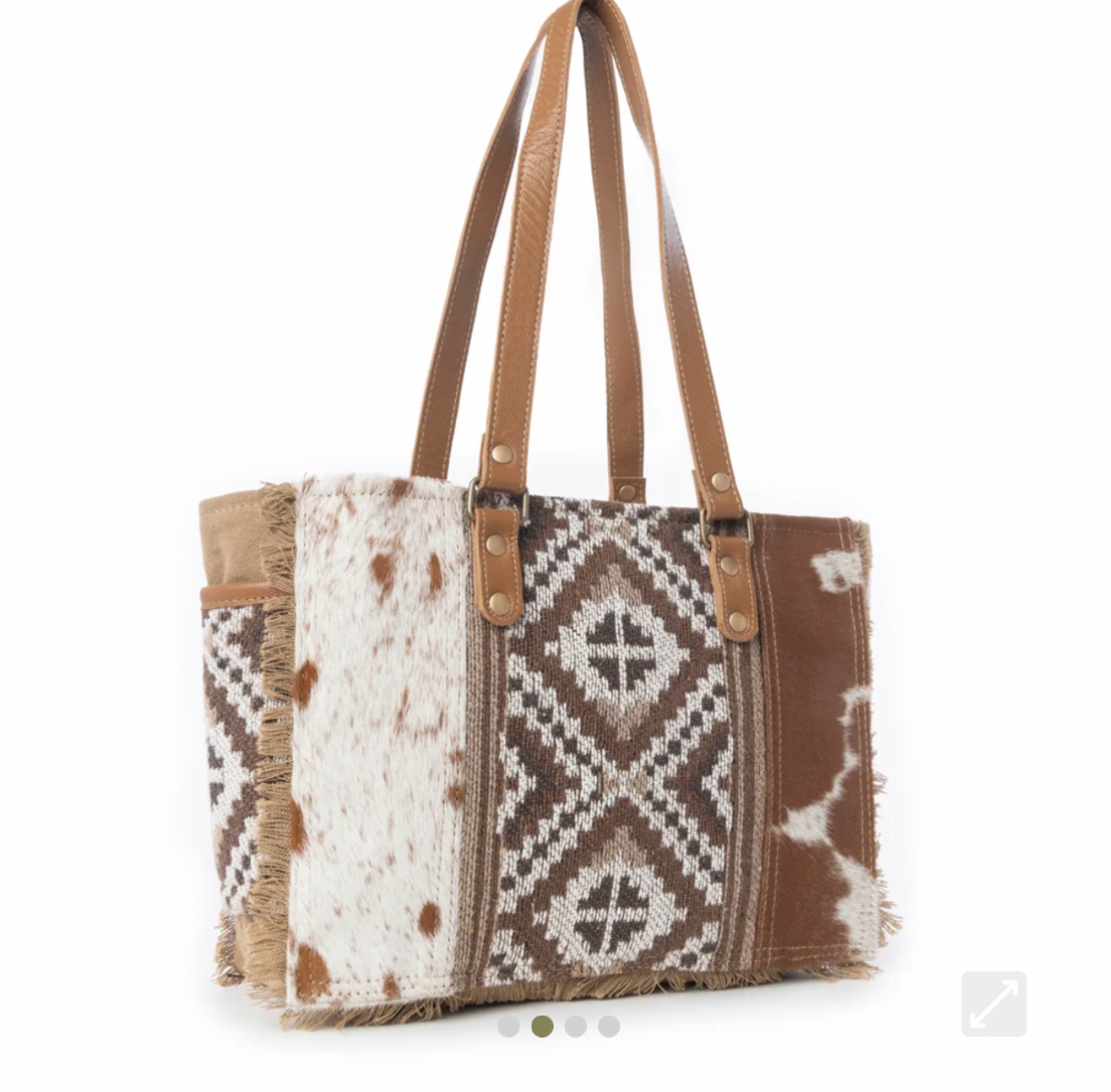 Myra bags  detaljer äkta läder & kohud väska brun