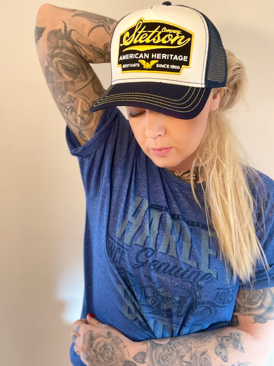 Harley davidsson tshirt blå unisex