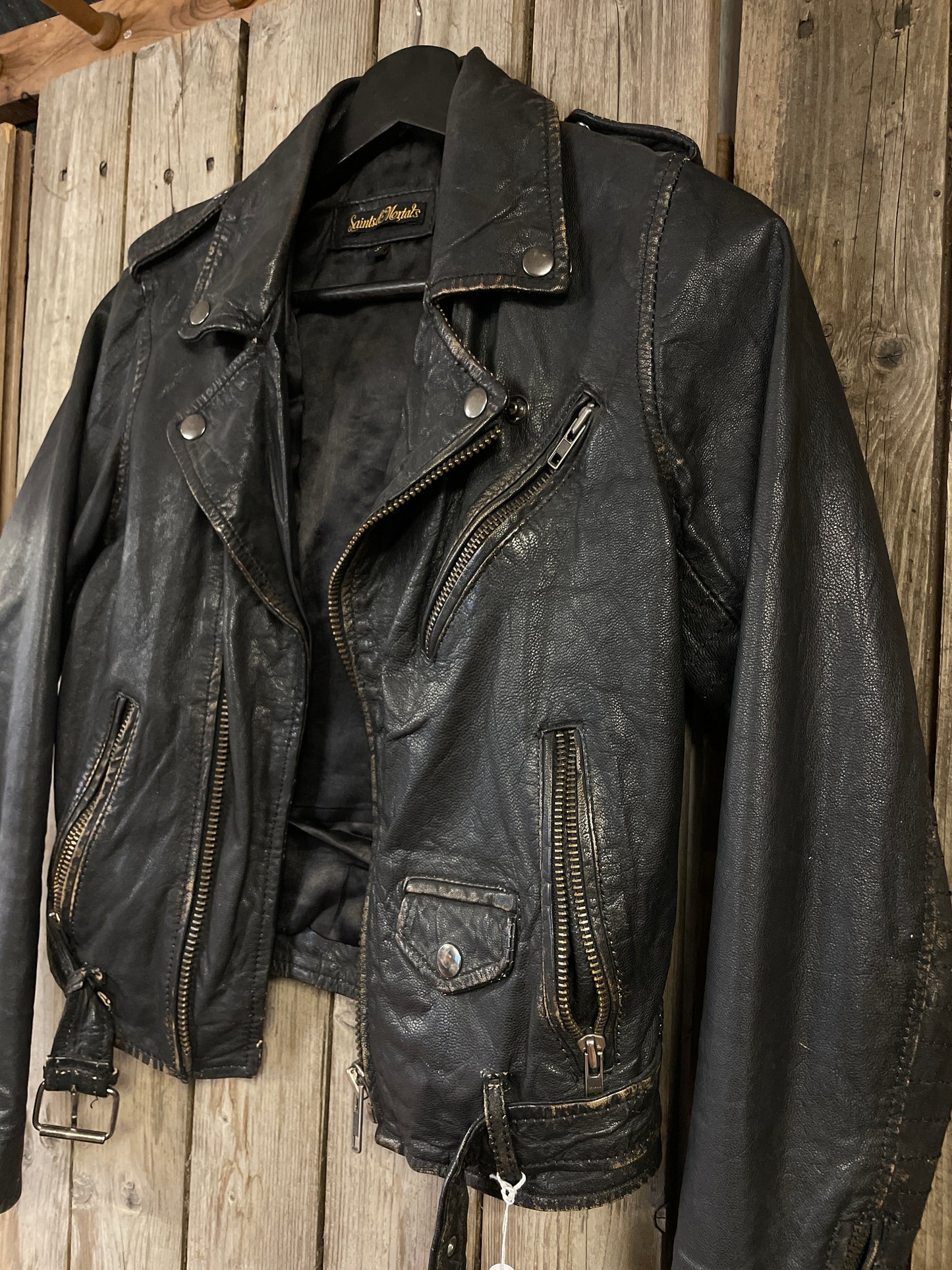 Rebellclothes bikerjacka vintage läder strlk small