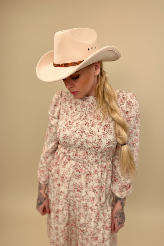 rebell Western Grace  boho western långklänning blommig toner