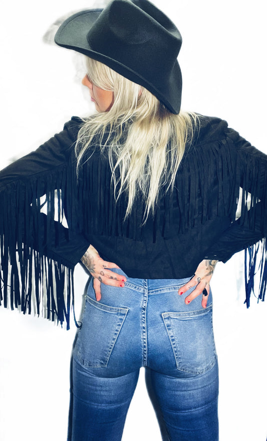 Rebell fransjacka svart