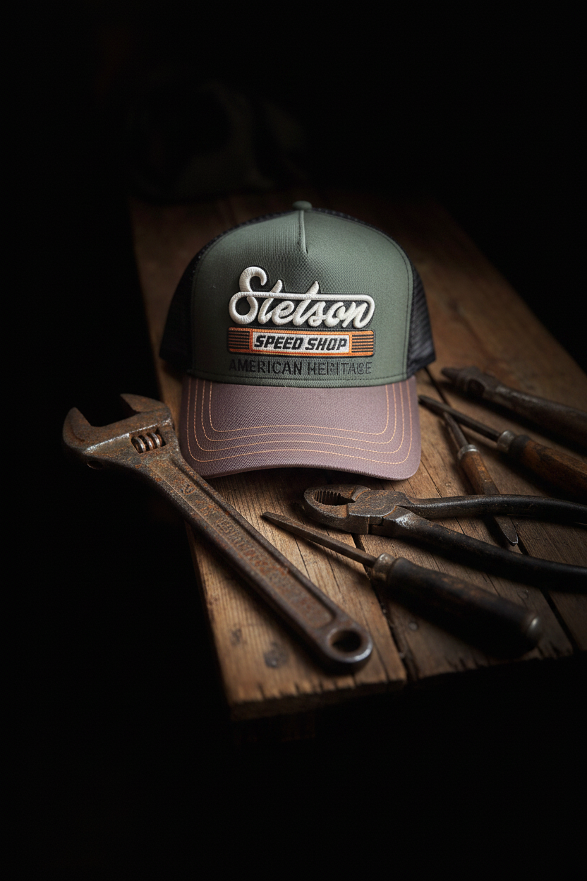 Stetson Trucker Keps speed shop grön brun