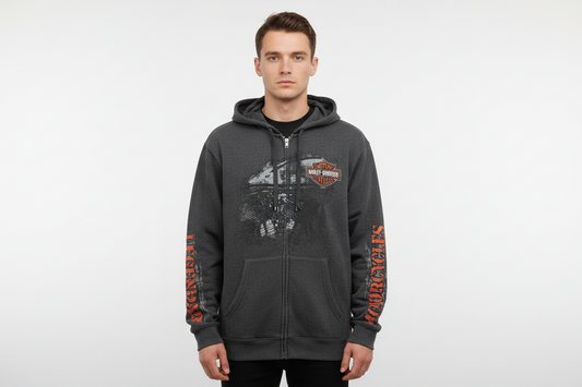 Harley Davidson tjock tröja grå unisex xxl funkar till Xl large