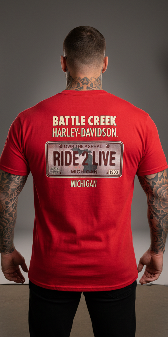 Harley Davidson motorcykel  tshirt   Röd xl  unisex