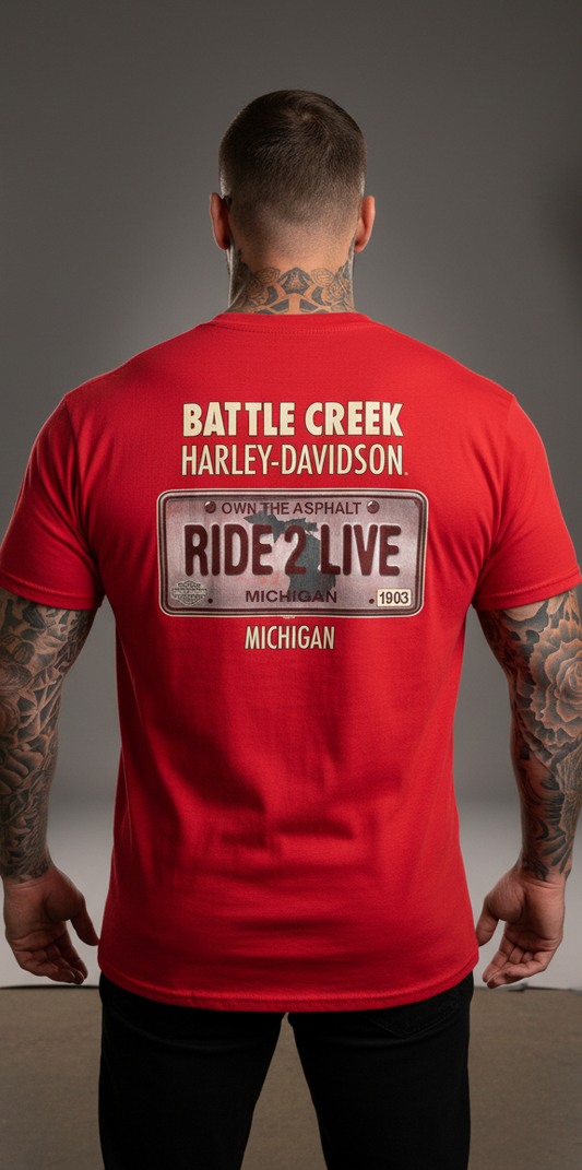 Harley Davidson motorcykel  tshirt   Röd xl  unisex