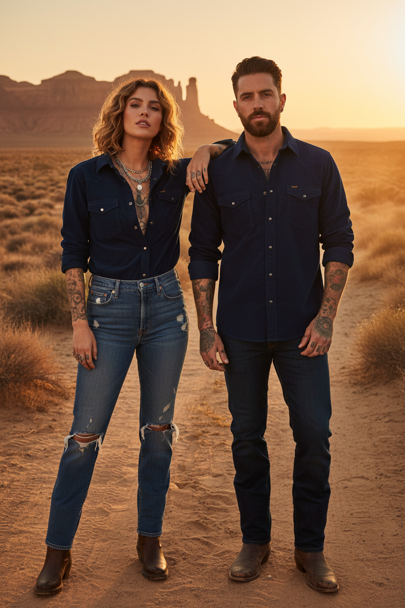 Wrangler skjorta manchestern  western shirt blå