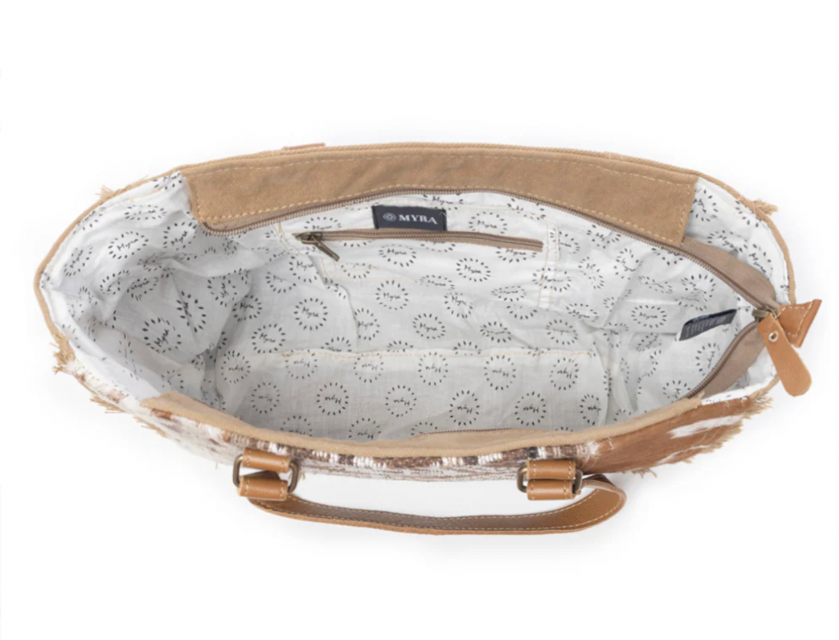 Myra bags  detaljer äkta läder & kohud väska brun