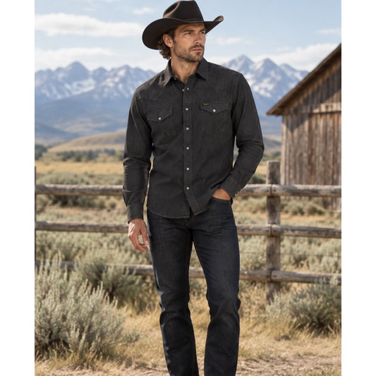 Wrangler jeans skjorta western shirt black