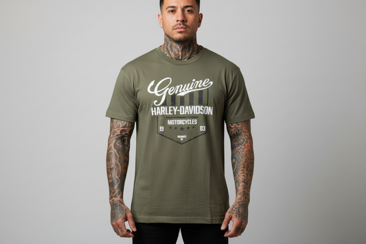 Harley Davidson motorcykel  tshirt    Grön large unisex