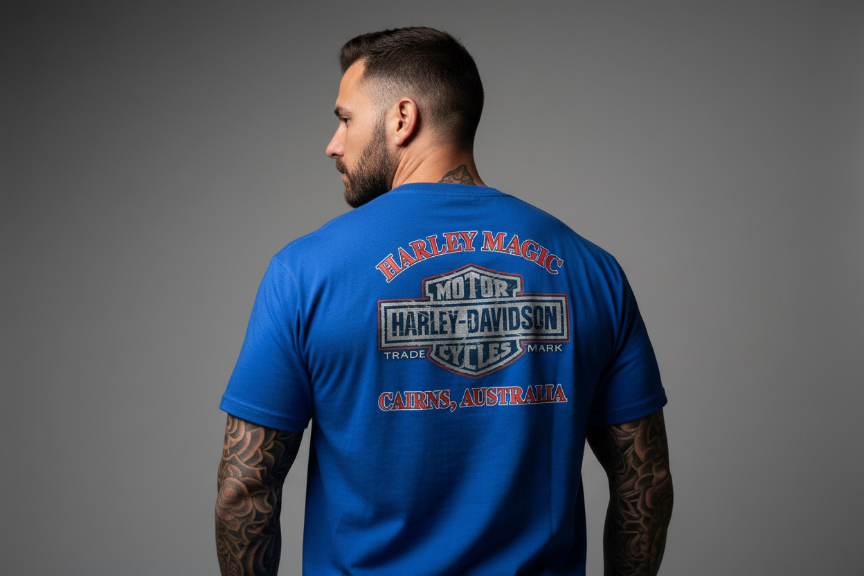 Harley Davidson motorcykel  tshirt    Blå xl unisex