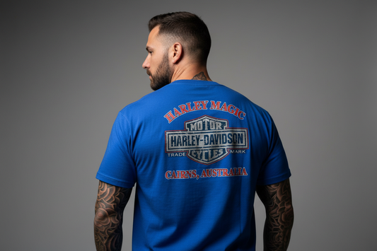 Harley Davidson motorcykel tshirt Blå xl unisex