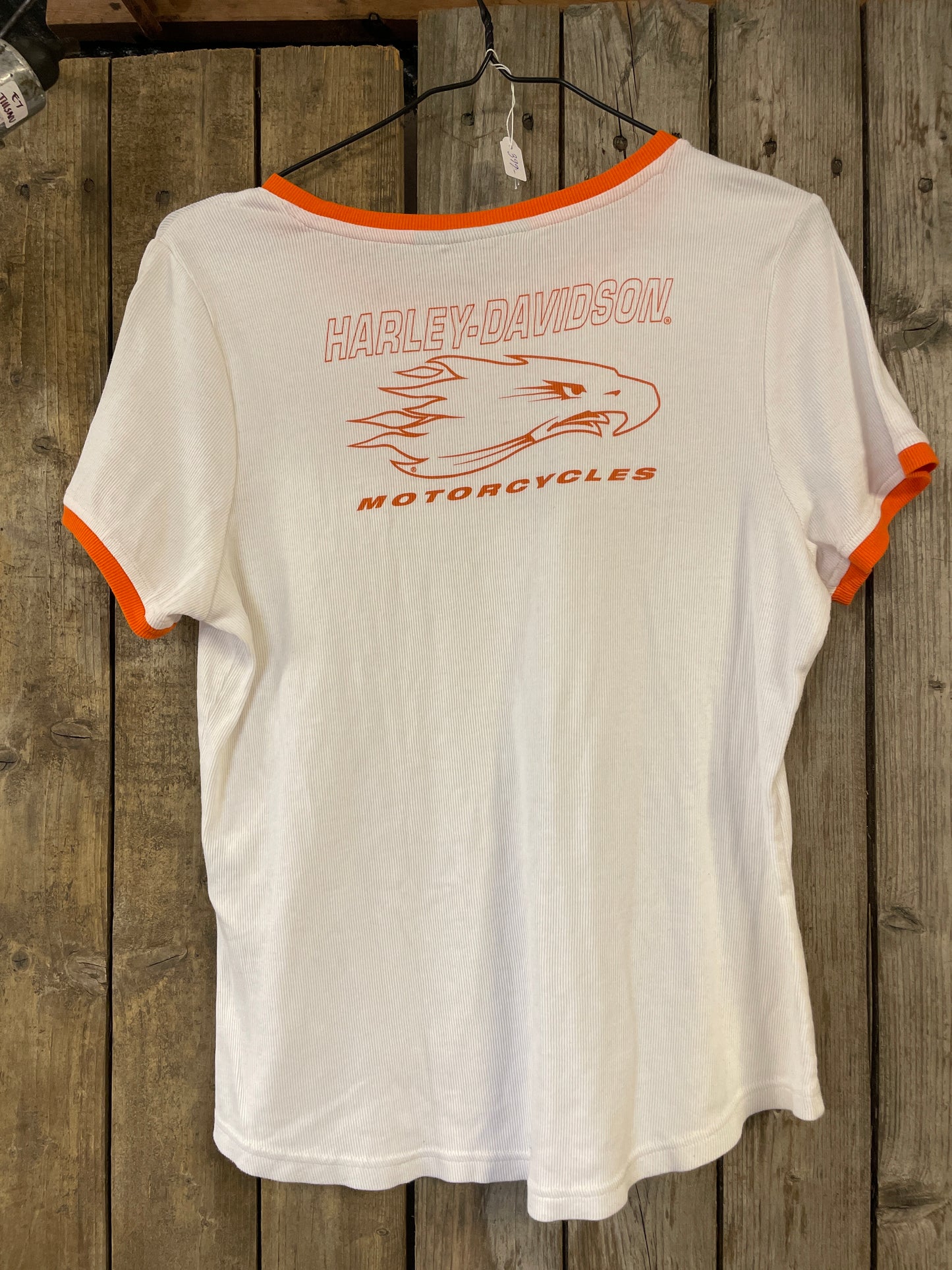 Harley  Davidson vit ribbstickad damtshirt large