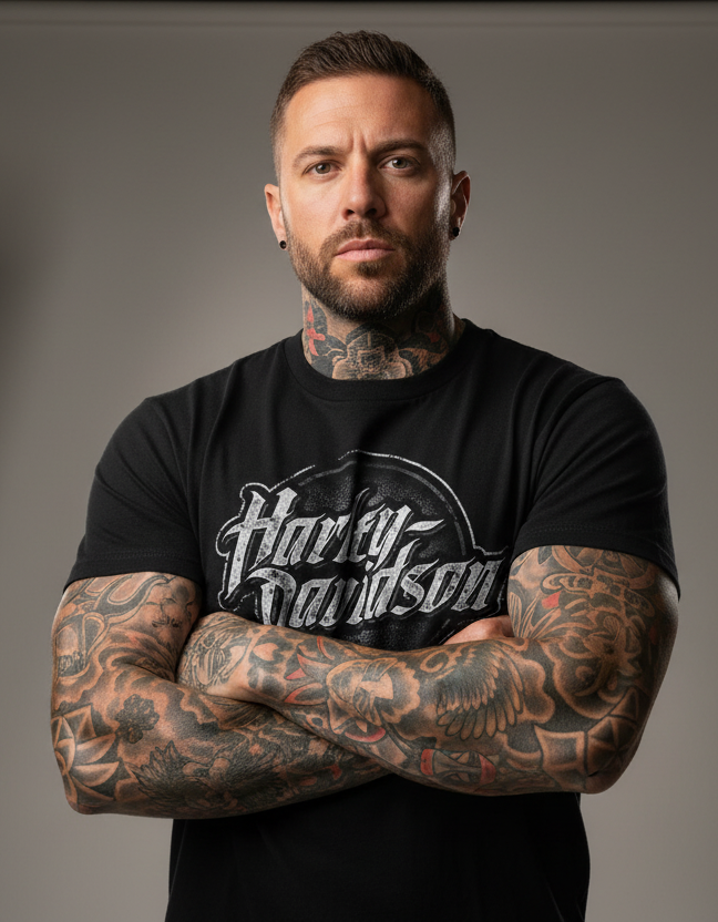 Harley Davidson motorcykel  tshirt  svart  L   unisex