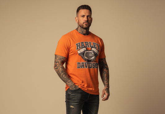 Harley Davidson motorcykel tshirt Orange L unisex