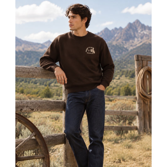 Wrangler grapich cowboy print brun tjocktröja