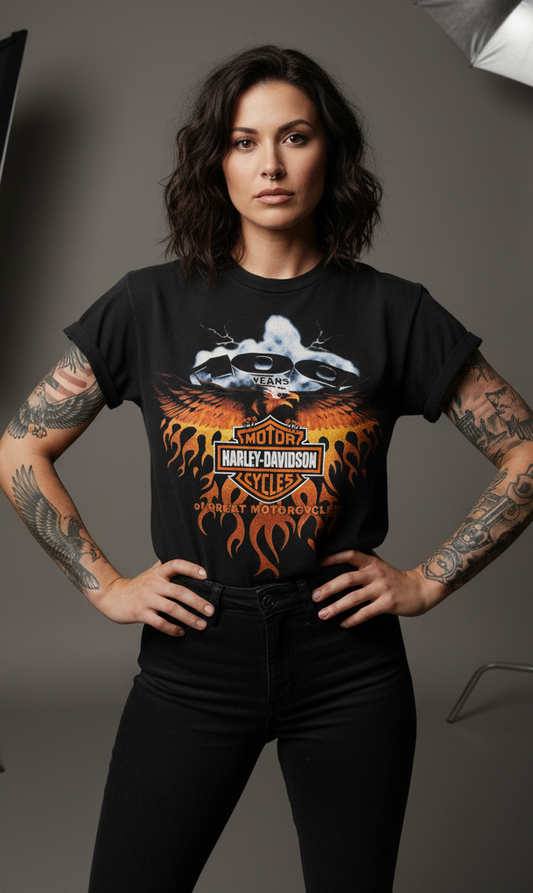 Harley Davidson motorcykel  tshirt  svart small /medium unisex