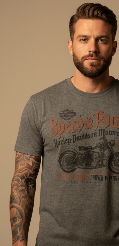Harley Davidson motorcykel  tshirt     Grå L   unisex