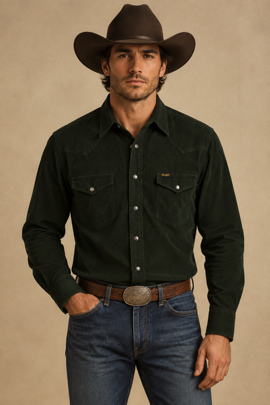 Wrangler skjorta manchestern  western shirt rosin mörkgrön
