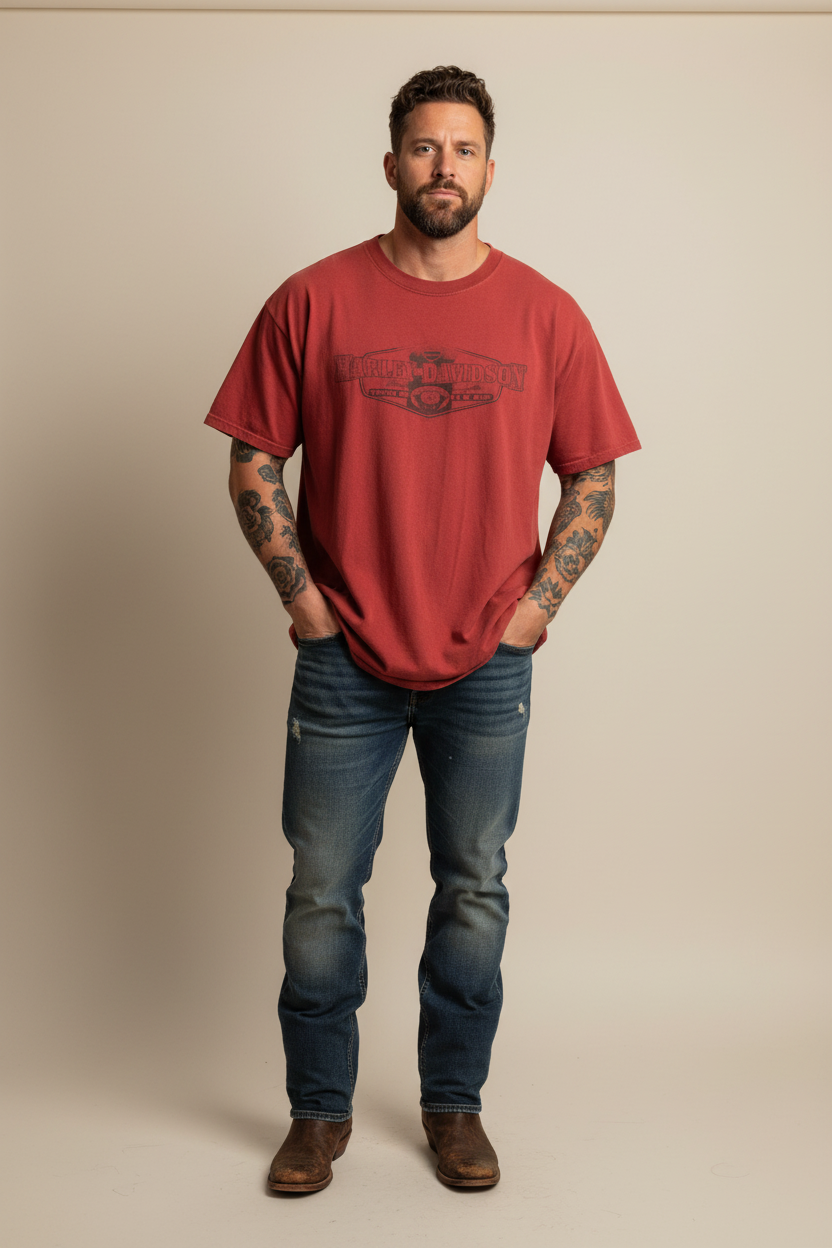 Harley Davidson motorcykel  tshirt röd  unisex XXL
