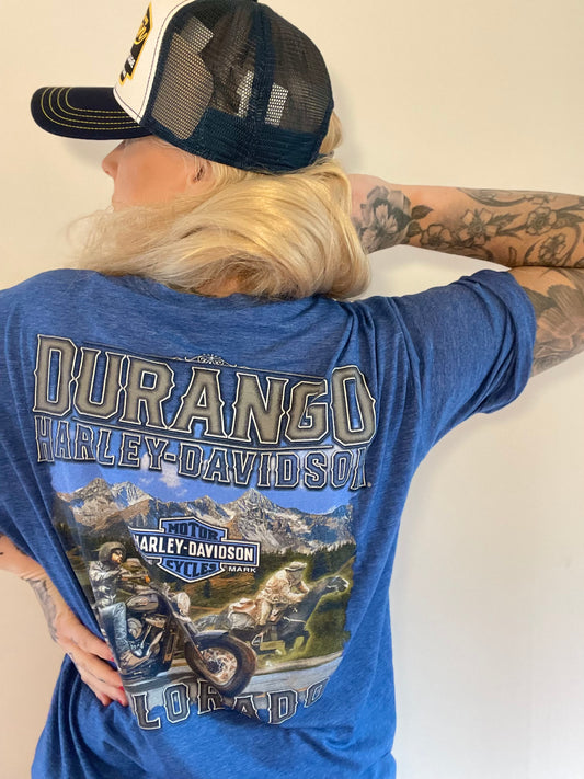 Harley davidsson tshirt blå unisex