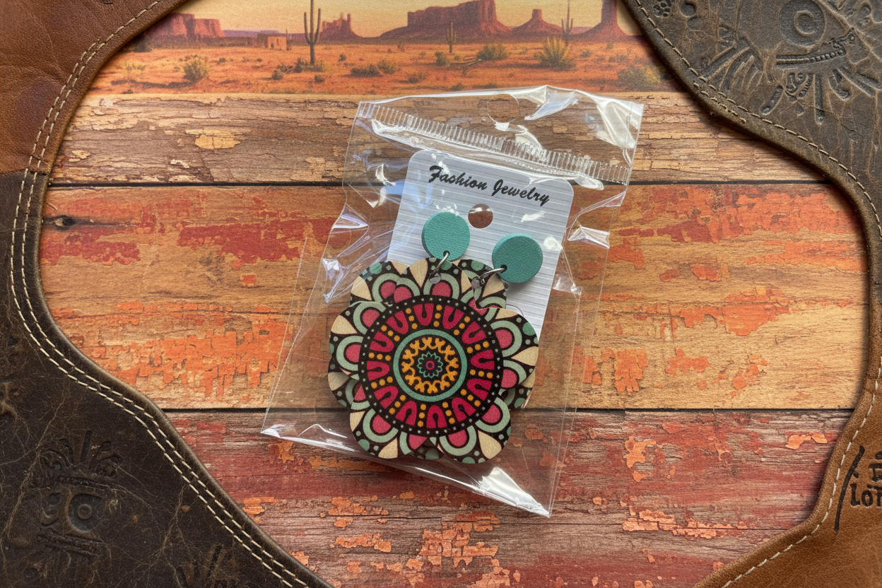 rebell örhänge trä mönster