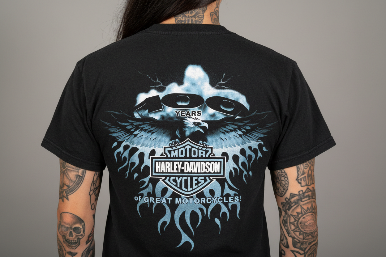 Harley Davidson motorcykel  tshirt  svart small /medium unisex