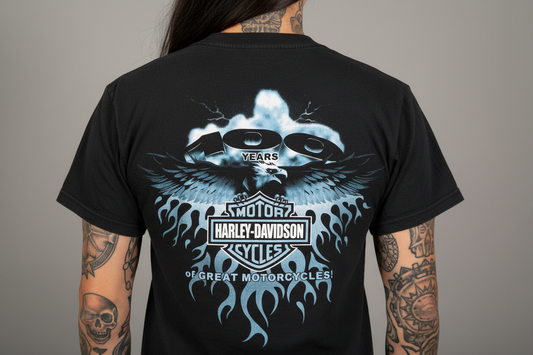 Harley Davidson motorcykel  tshirt  svart small /medium unisex