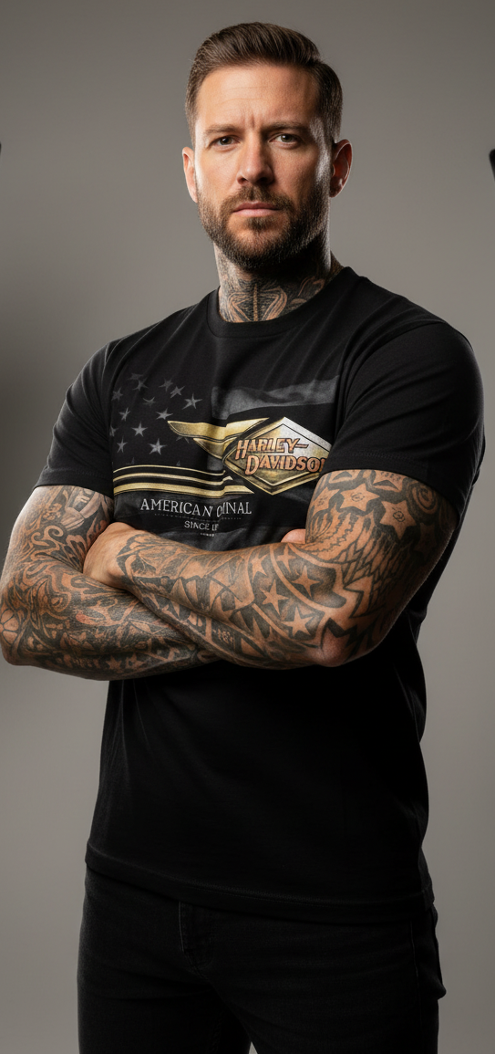 Harley Davidson motorcykel  tshirt   Svart L   unisex