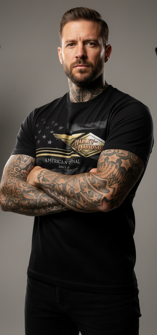 Harley Davidson motorcykel tshirt Svart L unisex